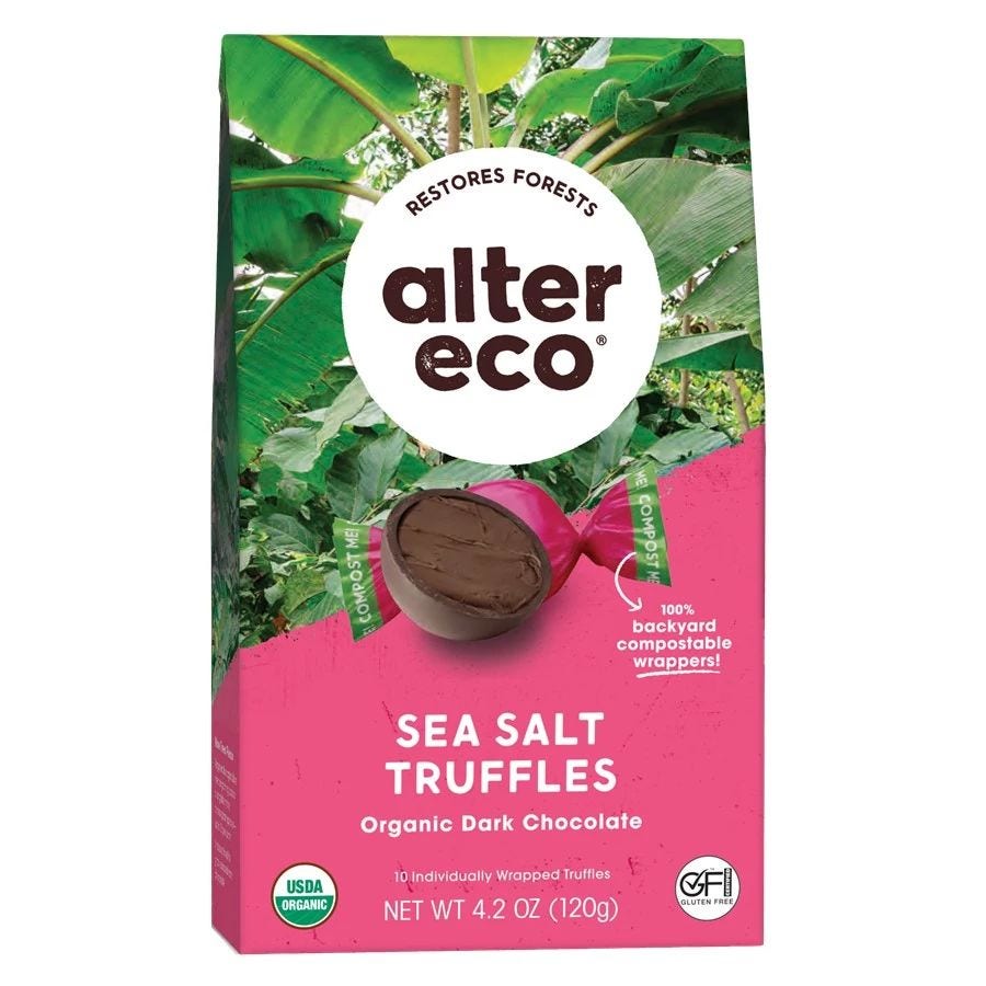 Alter Eco Organic Dark Chocolate Sea Salt Coconut Oil Truffles 10 count