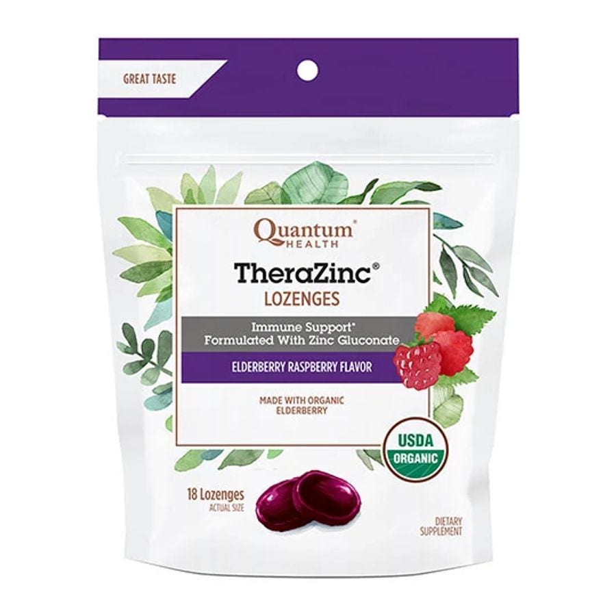 Quantum Health Thera Zinc Elderberry Raspberry Flavored Lozenges